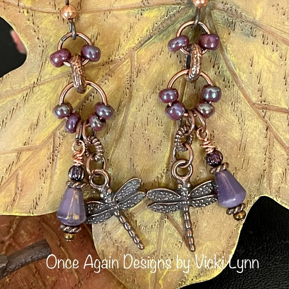 ARTISAN Earrings - “Midsummer Eve Flight” Dangles - Picture 1 of 7